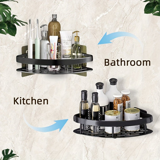 SpaceSaving Double Layer Aluminum Corner Bathroom Shelf