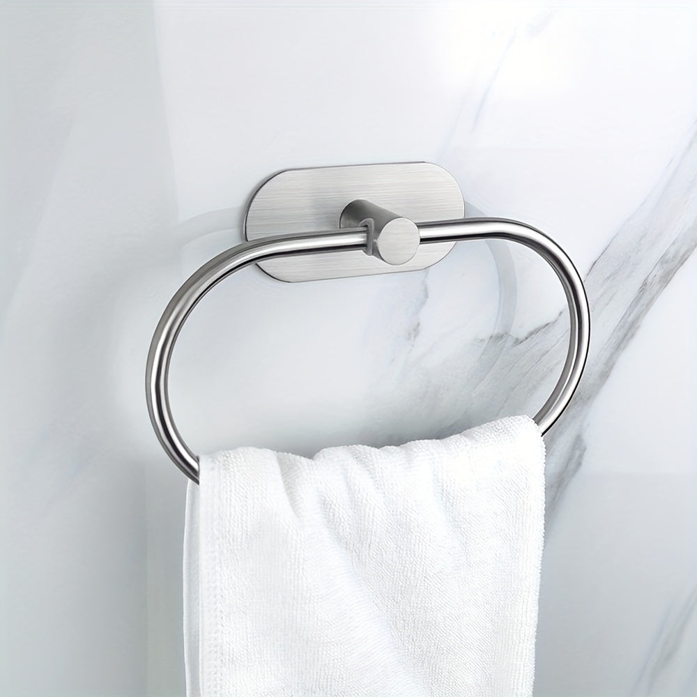 Sleek NoDrill Black Silver Towel Rack  Holder
