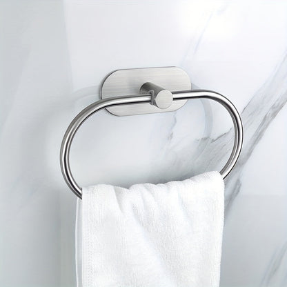 Sleek NoDrill Black Silver Towel Rack  Holder