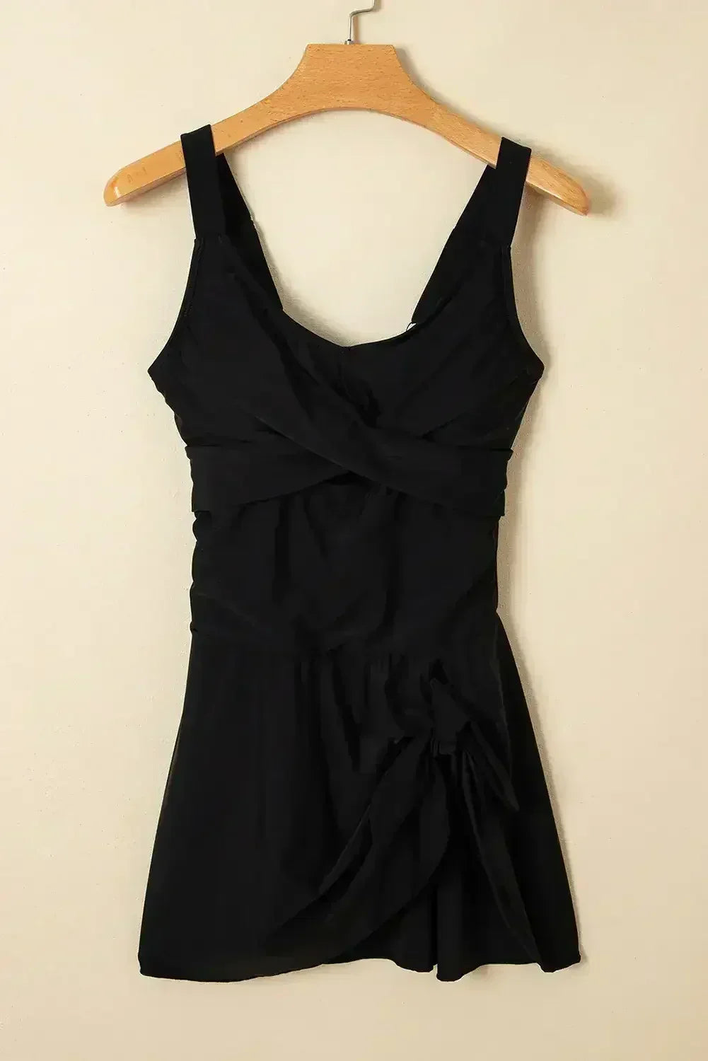 Navy Blue Adjustable Straps Cutout Ruched Knot Slit One Piece Swim Dress