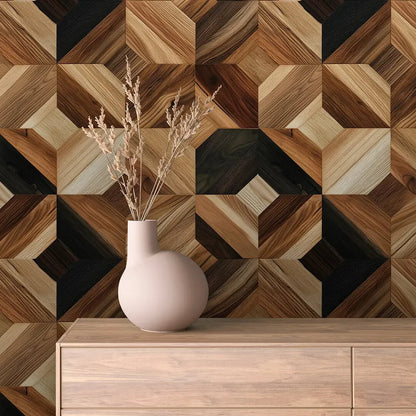 Hearthstone Wood Geometric Mural