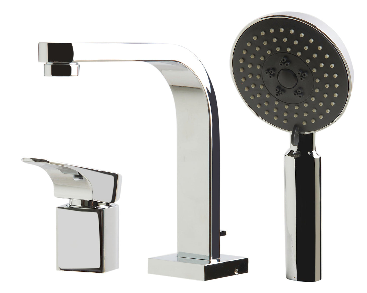 ALFI brand AB2703 Deck Mounted Tub Filler and Round Hand Held Shower Head