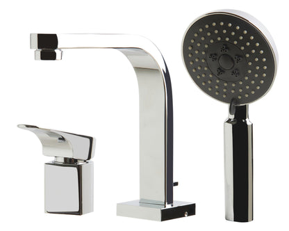 ALFI brand AB2703 Deck Mounted Tub Filler and Round Hand Held Shower Head