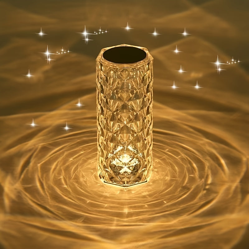 Crystal Diamond Desk Lamp TouchControlled LED Light with USB Charger