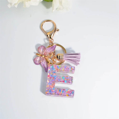 A–Z Personalized Butterfly Tassel Keychain – Custom Initial Gift for Women