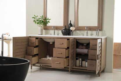Portland 72" Double Vanity Cabinet, Whitewashed Walnut