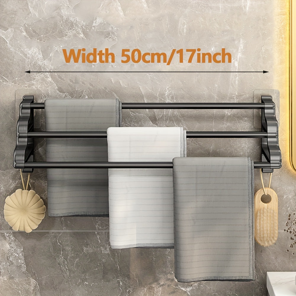 Sleek PunchFree WallMounted Towel Rack with Three Rods