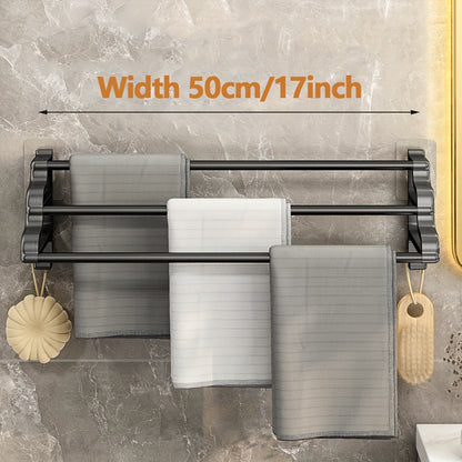 Sleek PunchFree WallMounted Towel Rack with Three Rods