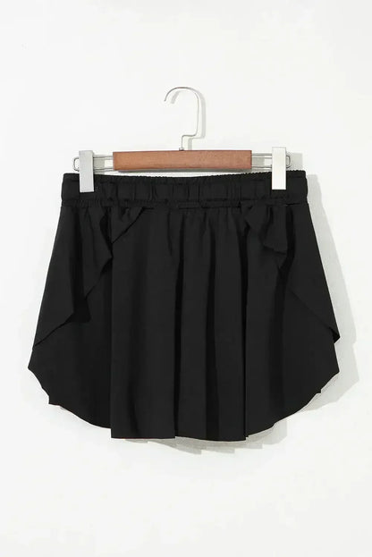 Light Green Drawstring High Waist Lined Tennis Skort