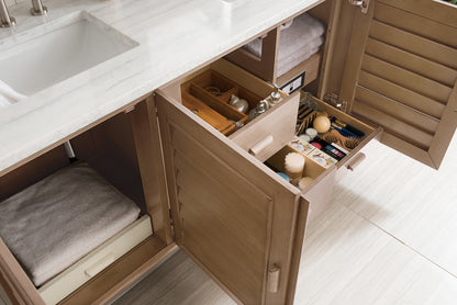 Portland 60" Double Vanity Cabinet, Whitewashed Walnut