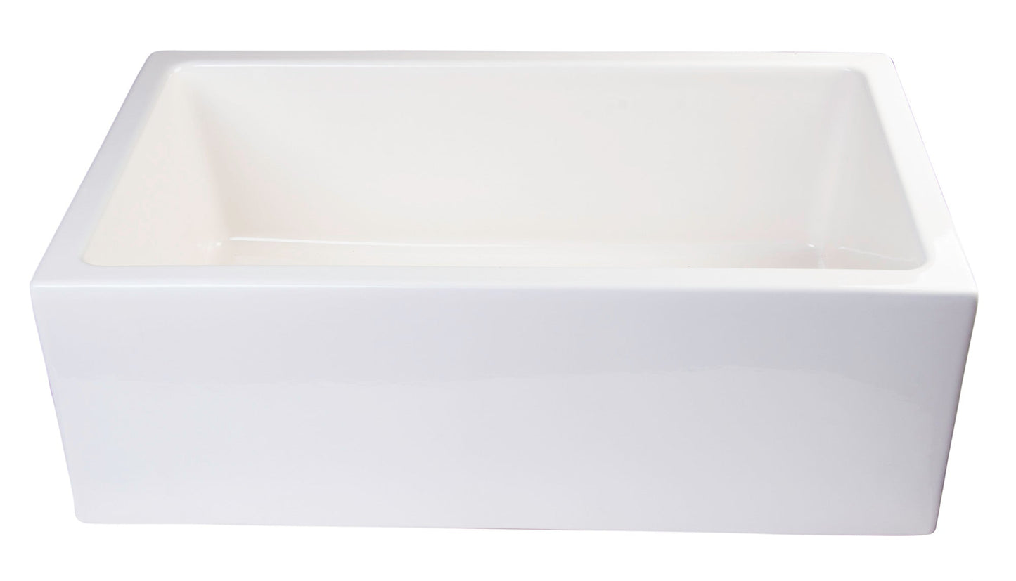 ALFI brand AB3018SB Smooth Apron Thick Wall Fireclay Single Bowl Farm Sink