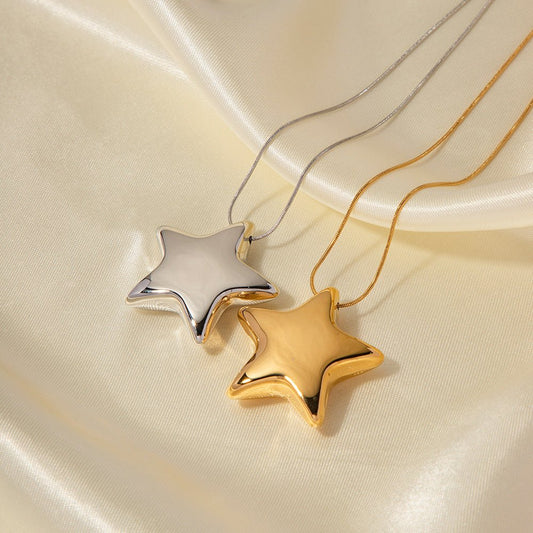 18K Gold-plated Star Necklace Jewelry - Stainless Steel Five-pointed Star Design