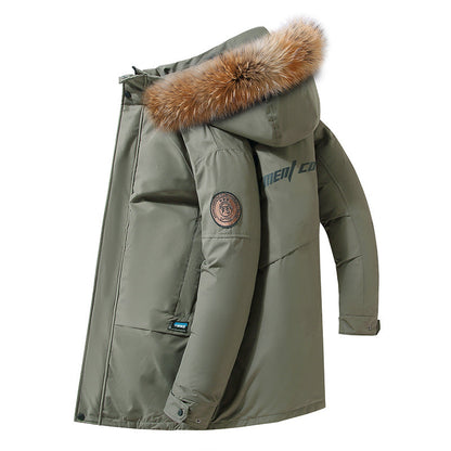 Men's Down Jacket Thickened Mid-length White Duck Down Coat
