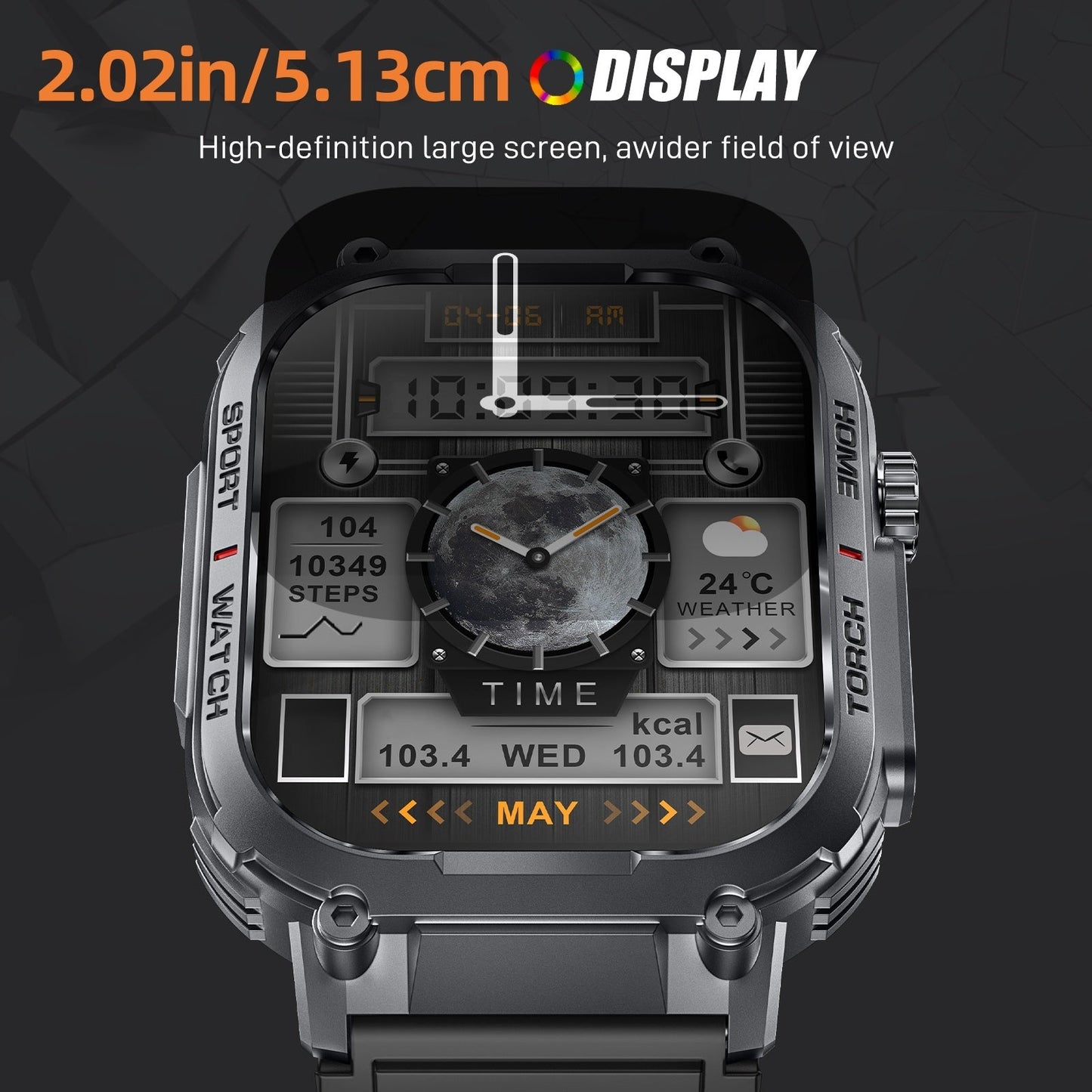 INEYES S320B Sport Modes Smart Watch For Men With LED Flashlight, Women's Smartwatch With Wireless Call, Men's Smartwatches With 2.02-Inch HD Screen
