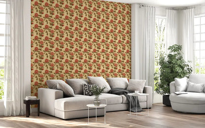 Coral Bloom Chinoiserie Wallpaper