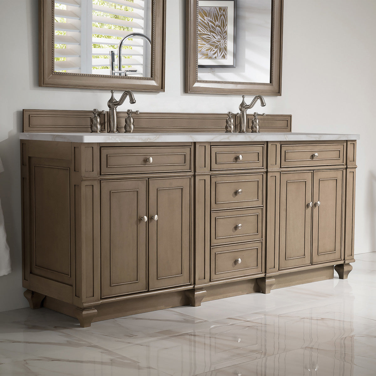 Bristol 72" Double Vanity Cabinet, Bright White