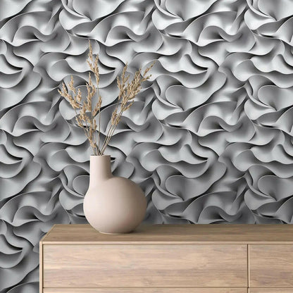 White Silk Flow Wallpaper