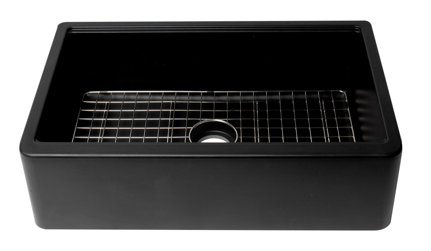 ALFI brand AB33FARM 33" Granite Composite Single Bowl Drop In Farm Sink with Accessories