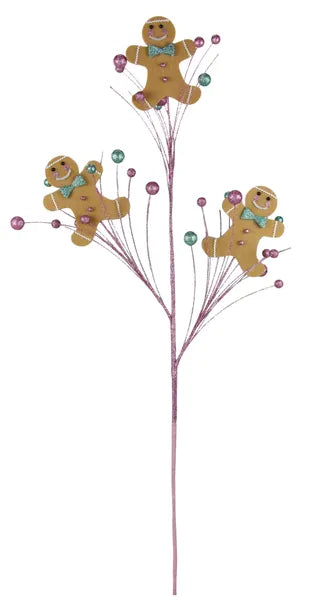 36"H GINGERBREAD MEN SPRAY BRN/WHITE/MINT/LT/PNK