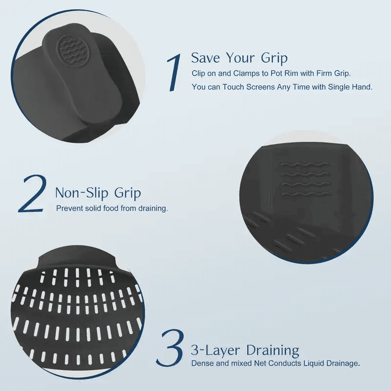 Adjustable Clip-On Strainer for Pots, Pans & Bowls – 1pc Kitchen Pot Strainer