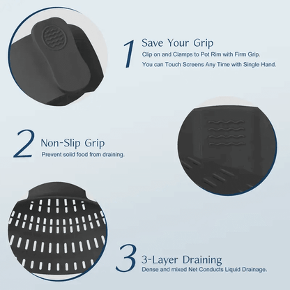 Adjustable Clip-On Strainer for Pots, Pans & Bowls – 1pc Kitchen Pot Strainer