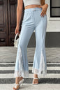 Beau Blue High Waist Lace Patchwork Flare Leg Pants