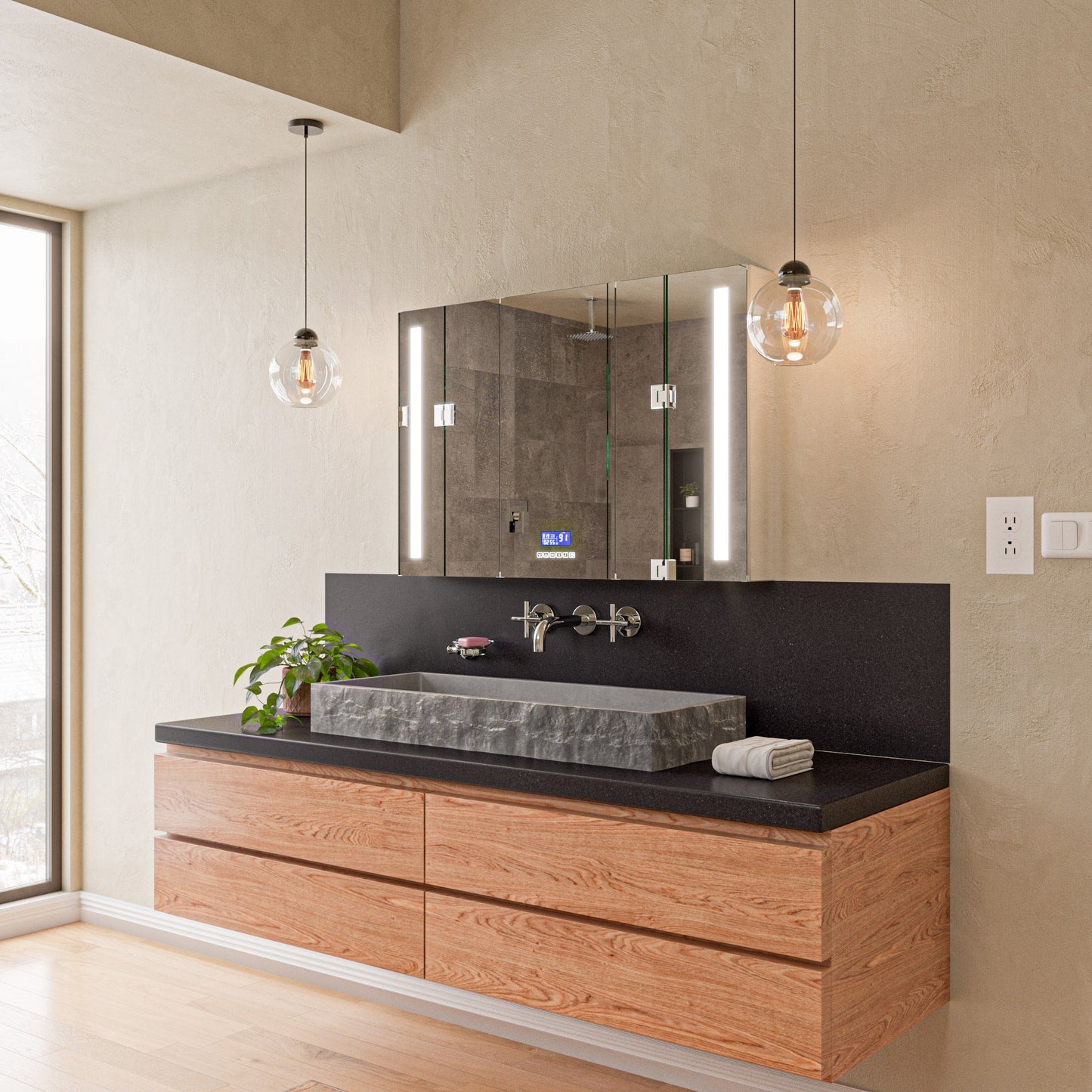 ALFI brand  ABCO39TR 39" Solid Concrete Gray Matte Trough Sink for the Bathroom