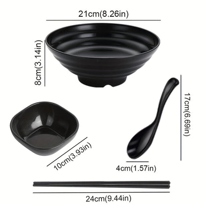 Elegant Ramen Bowl Set with Chopsticks and Saucers