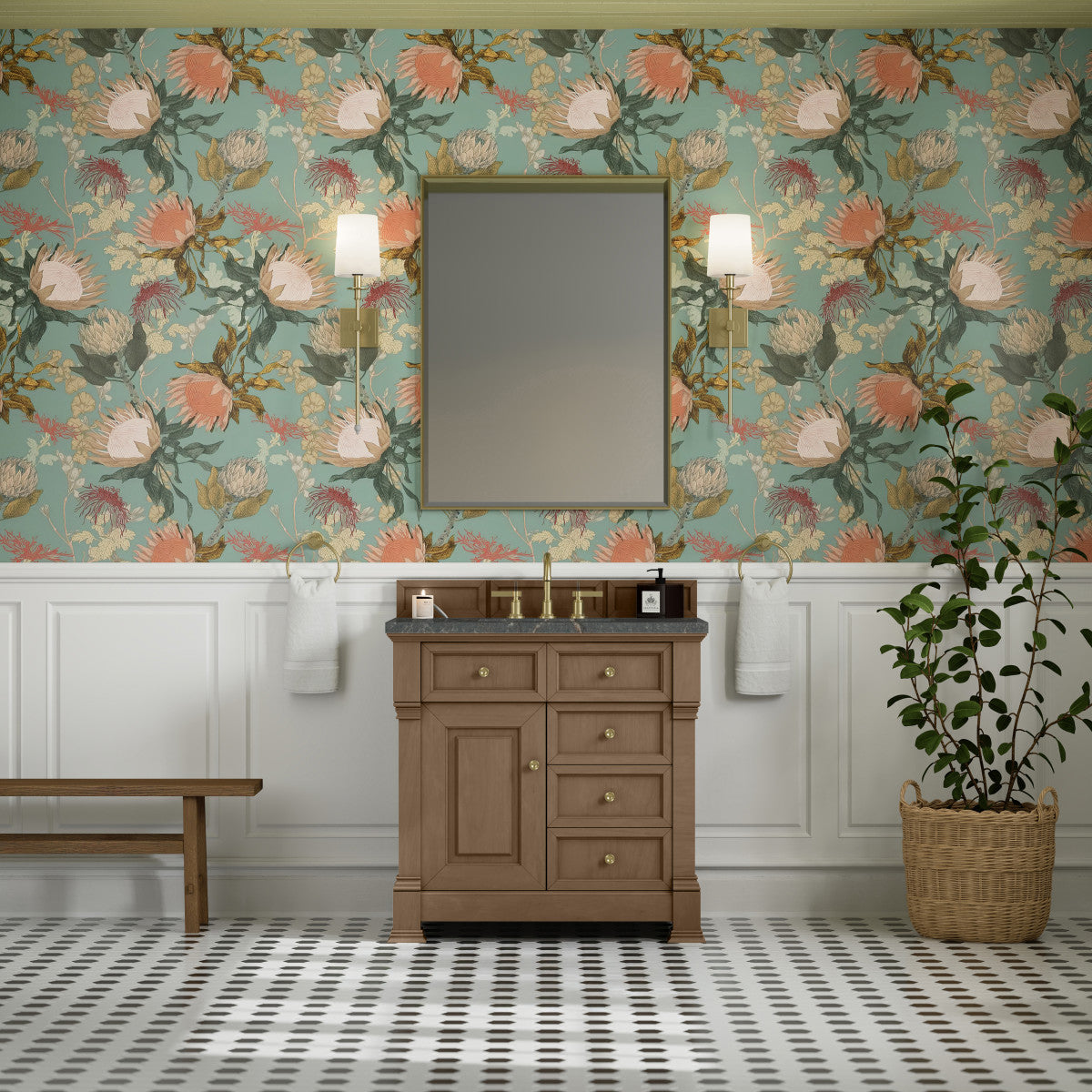 James Martin 547-V36 Brookfield 36” Single Vanity – Black Onyx / Honey Oak / Pearl Charcoal