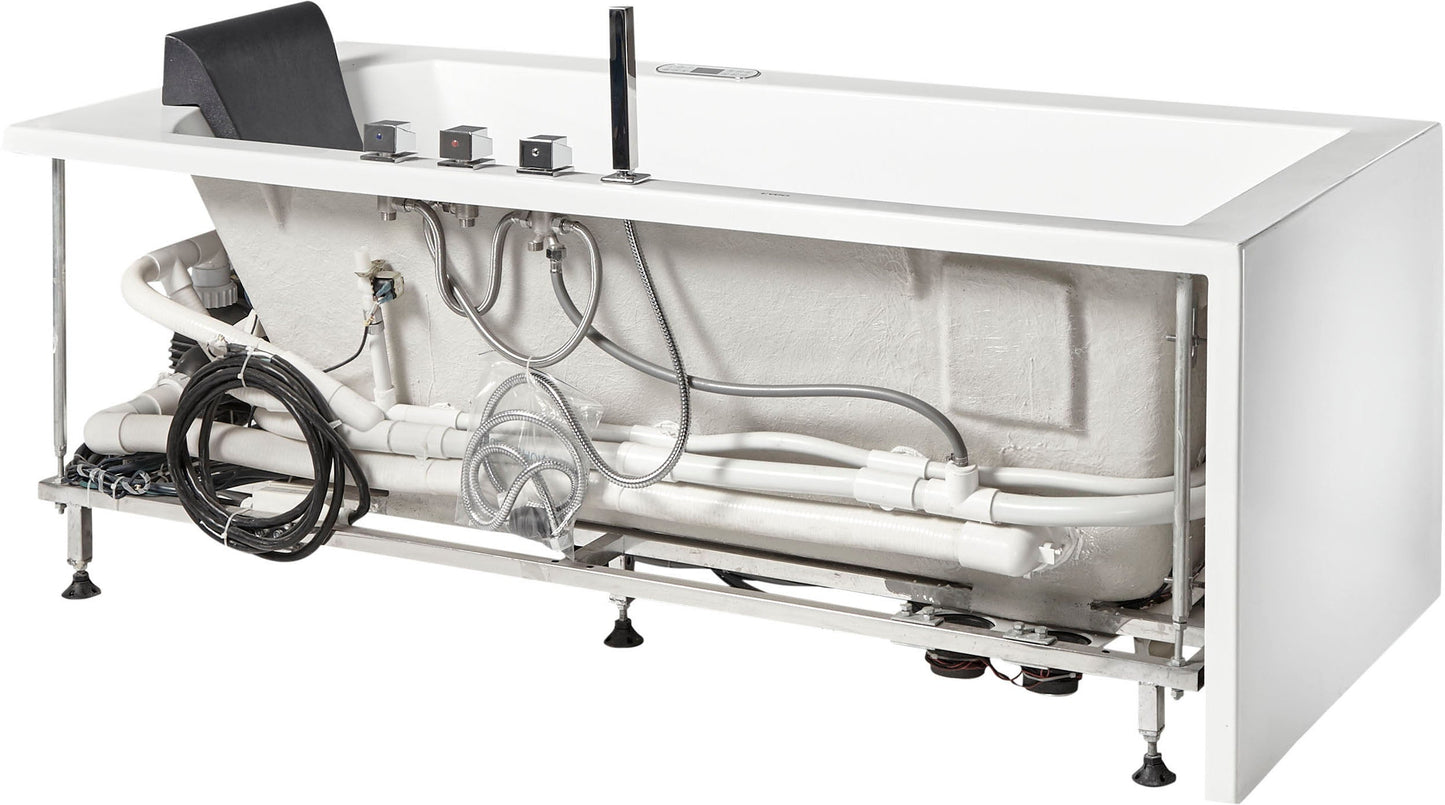 EAGO AM154ETL-L5 5 ft Acrylic White Rectangular Whirlpool Bathtub w Fixtures