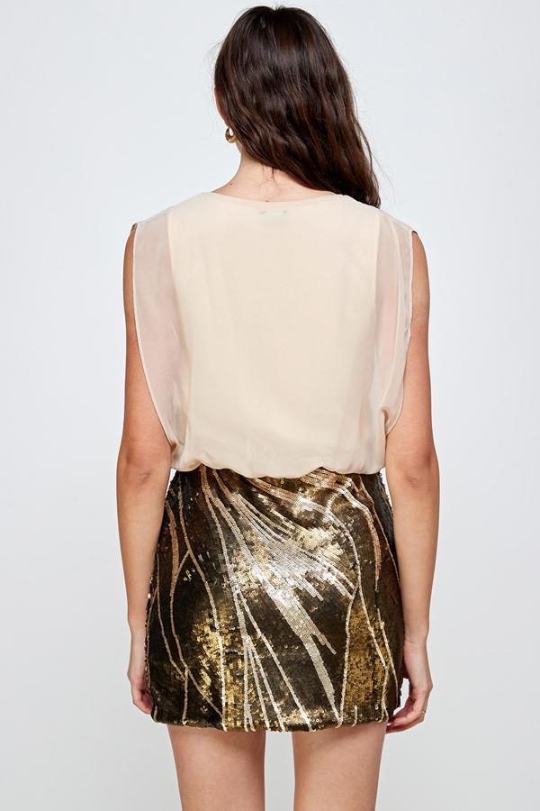Sequin Skirt with Sleeveless Blouson Dress – Glamorous Party Look | Apparel | Kitchen + Metal