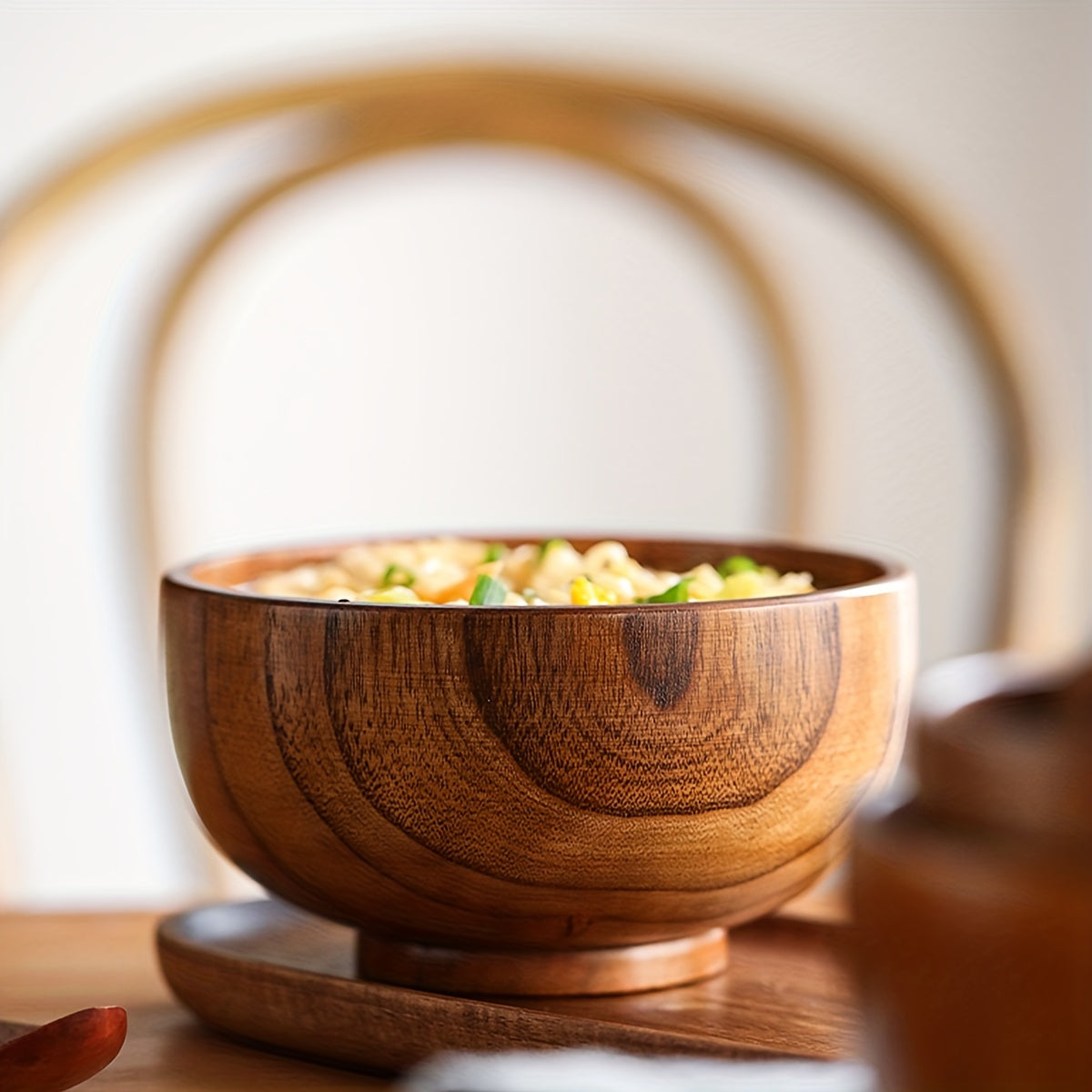 Retro Jujube Wood Bowl Durable AntiScald CampingReady