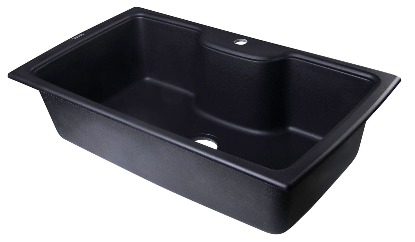 ALFI brand AB3520DI 35" Drop-In Single Bowl Granite Composite Kitchen Sink