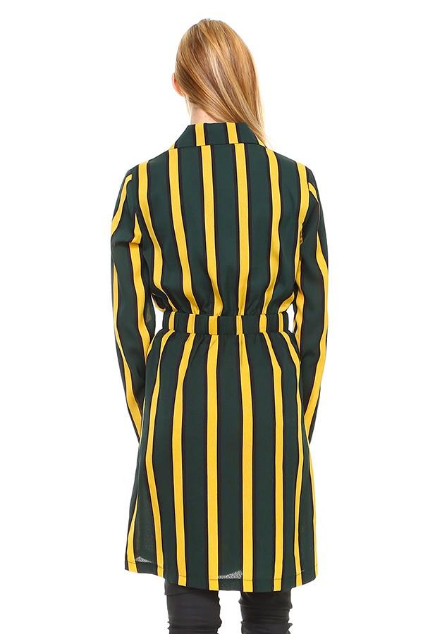 Striped Long Sleeve Belted Jacket | Apparel | Kitchen + Metal