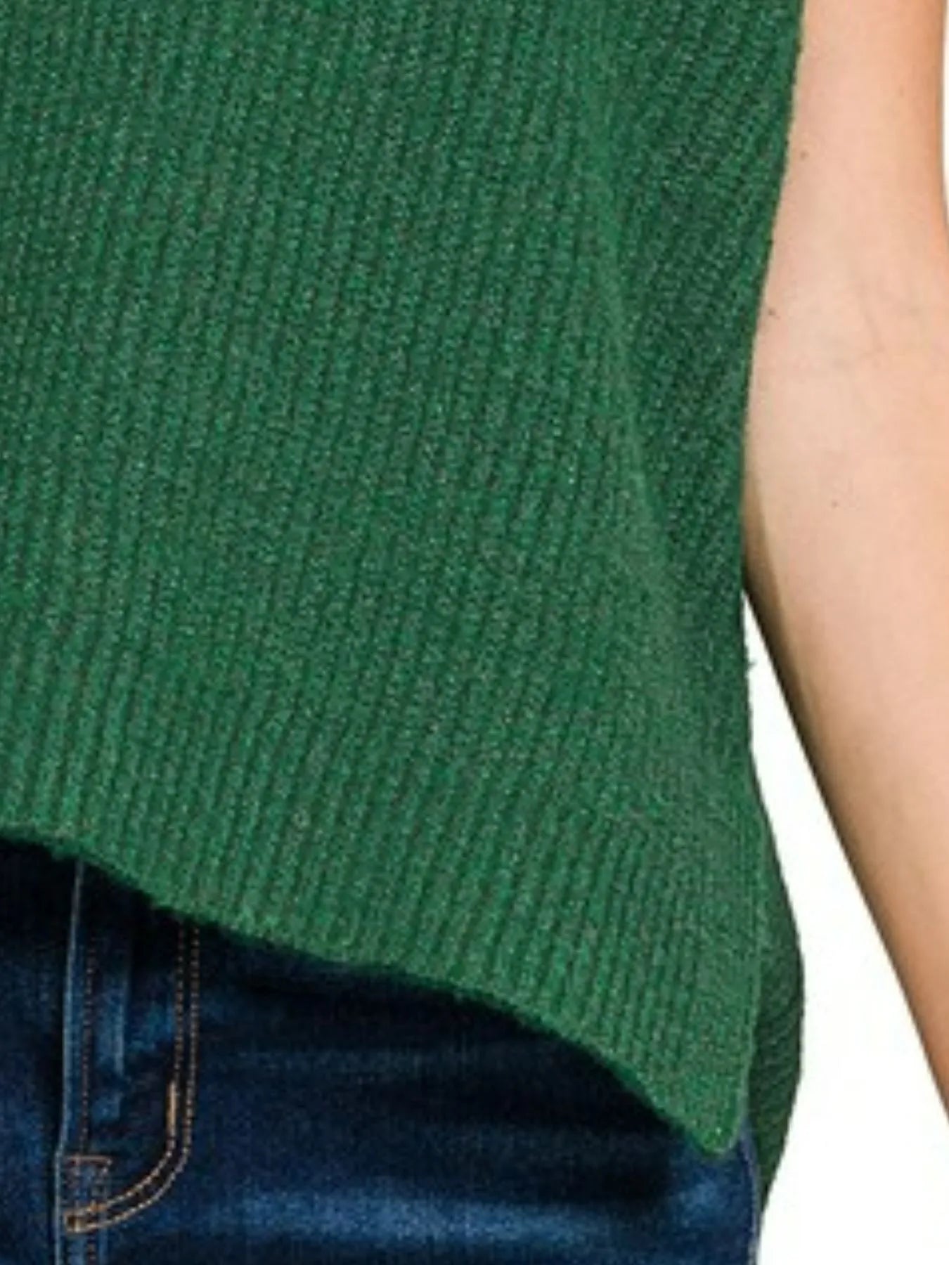 Zenana Oversized Sweater Vest with Side Slit in Green