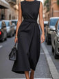 Round Neck Sleeveless Midi Sheath Dress