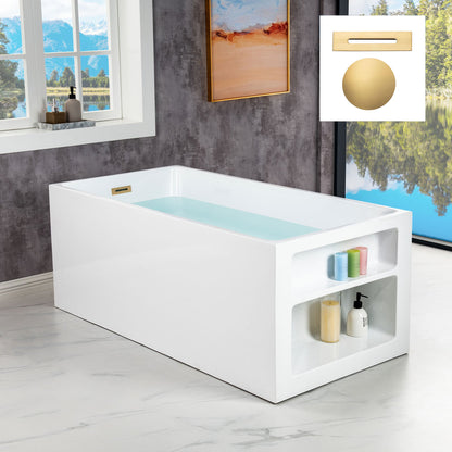 WOODBRIDGE 59" Acrylic Freestanding Bathtub Contemporary Soaking Tub
