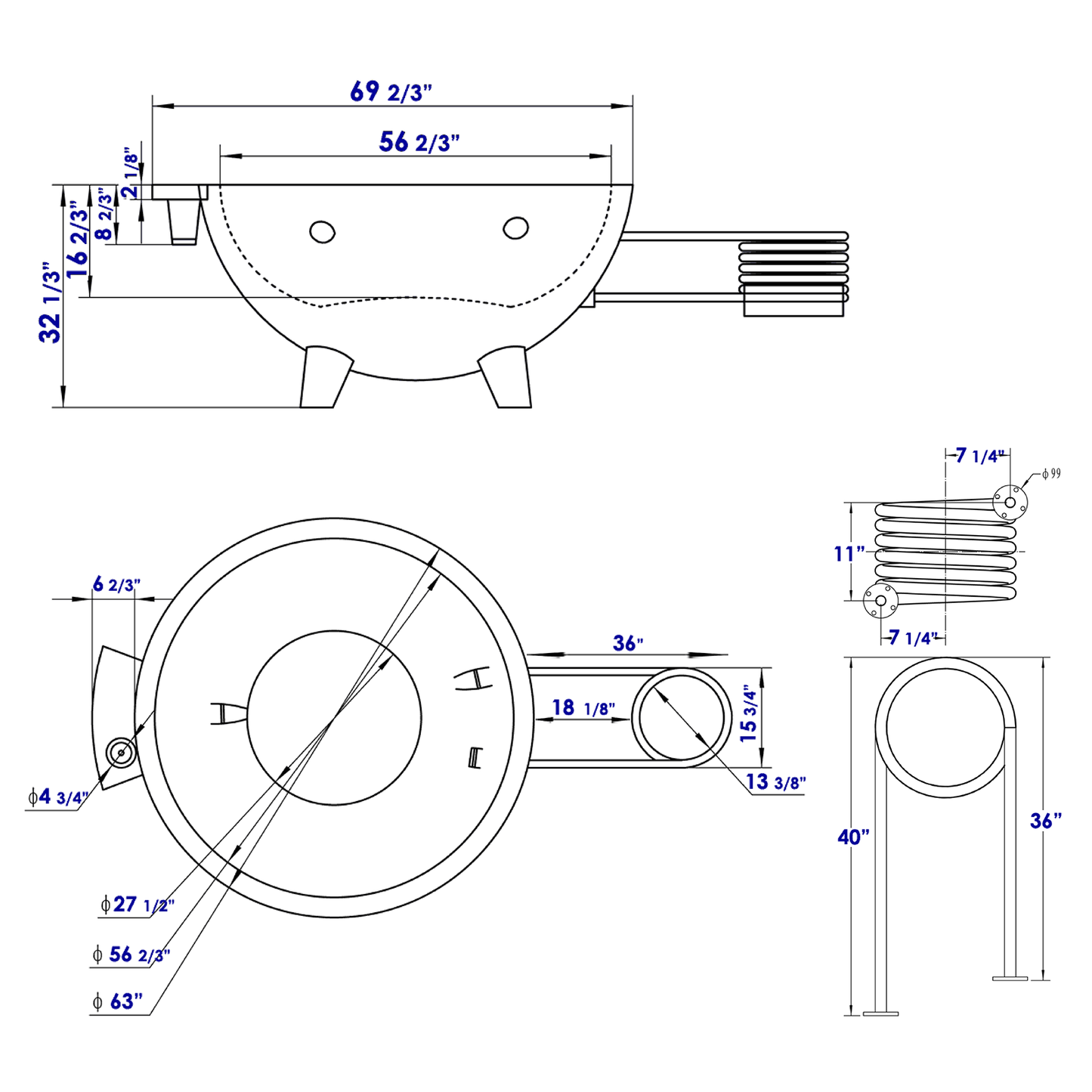 ALFI brand FireHotTub FireHotTub The Round Fire Burning Portable Outdoor Hot Bath Tub