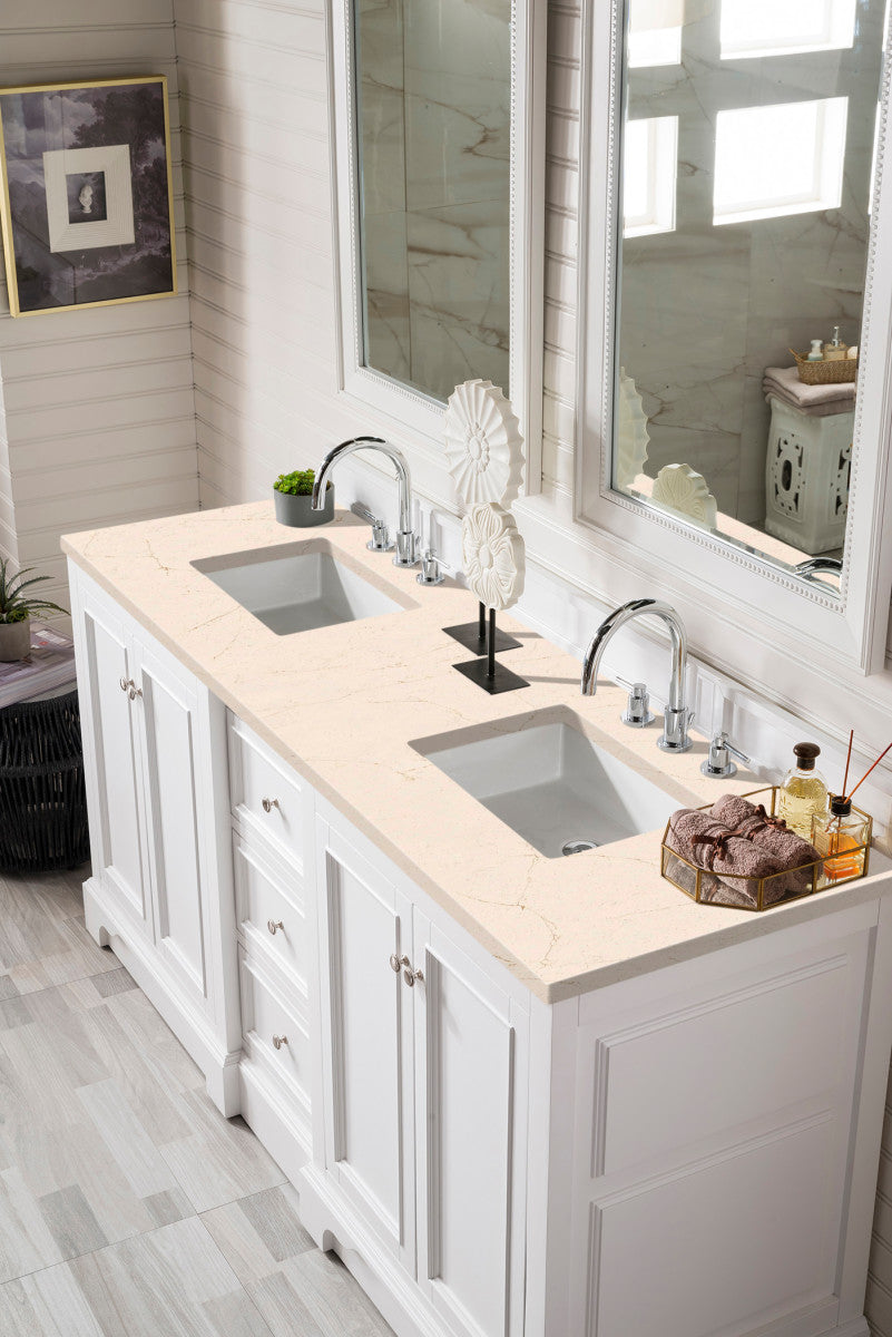 De Soto 72" Double Vanity Cabinet, Bright White