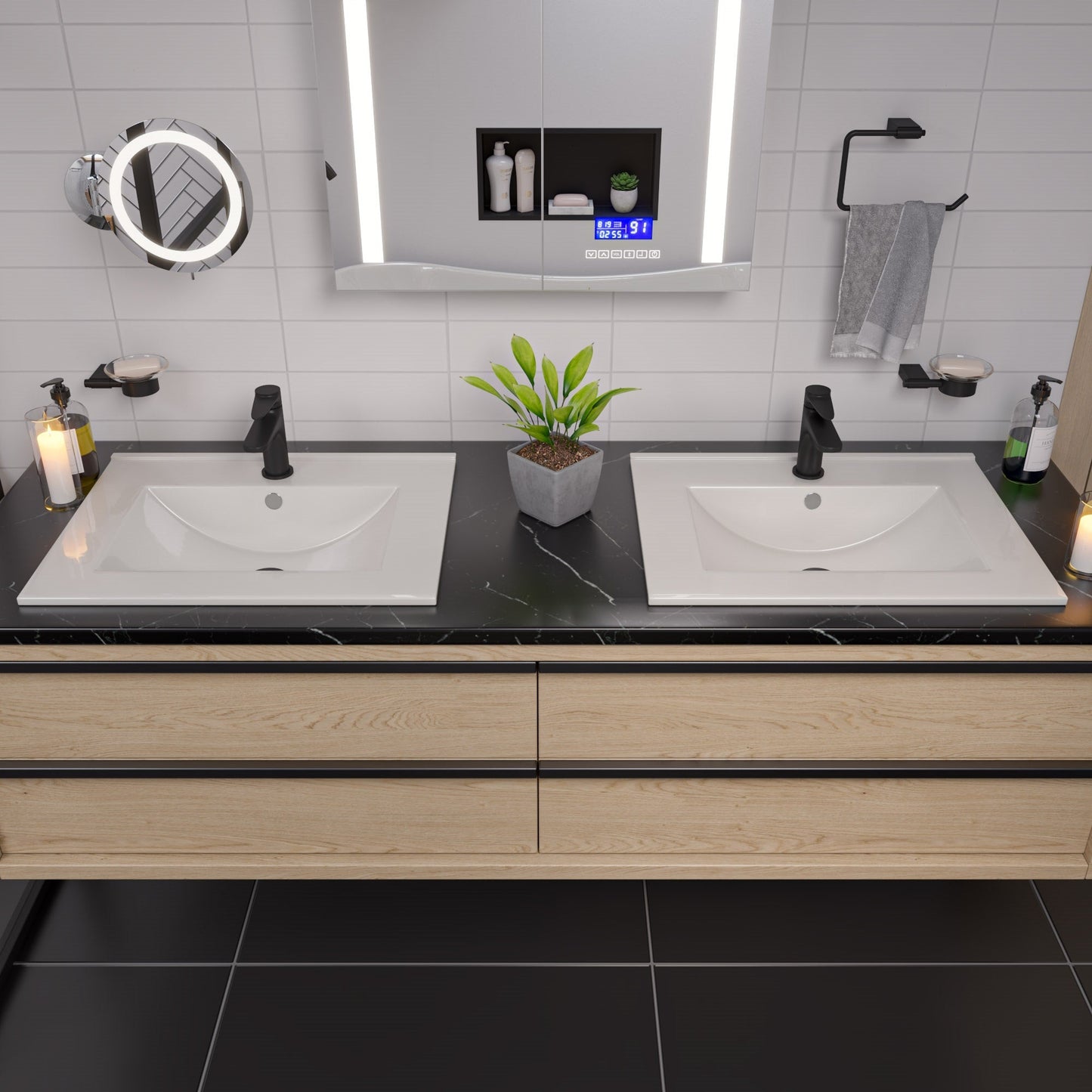 ALFI brand  ABC803 White 25" Rectangular Drop In Ceramic Sink with Faucet Hole