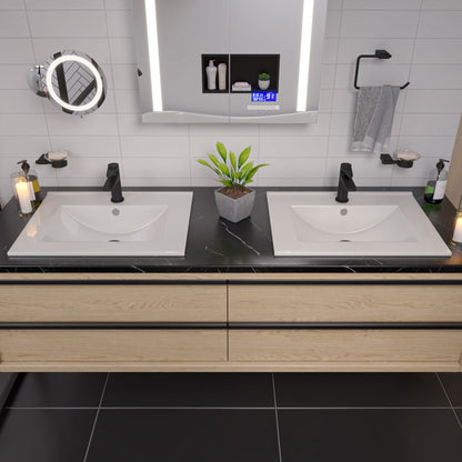 ALFI brand  ABC803 White 25" Rectangular Drop In Ceramic Sink with Faucet Hole