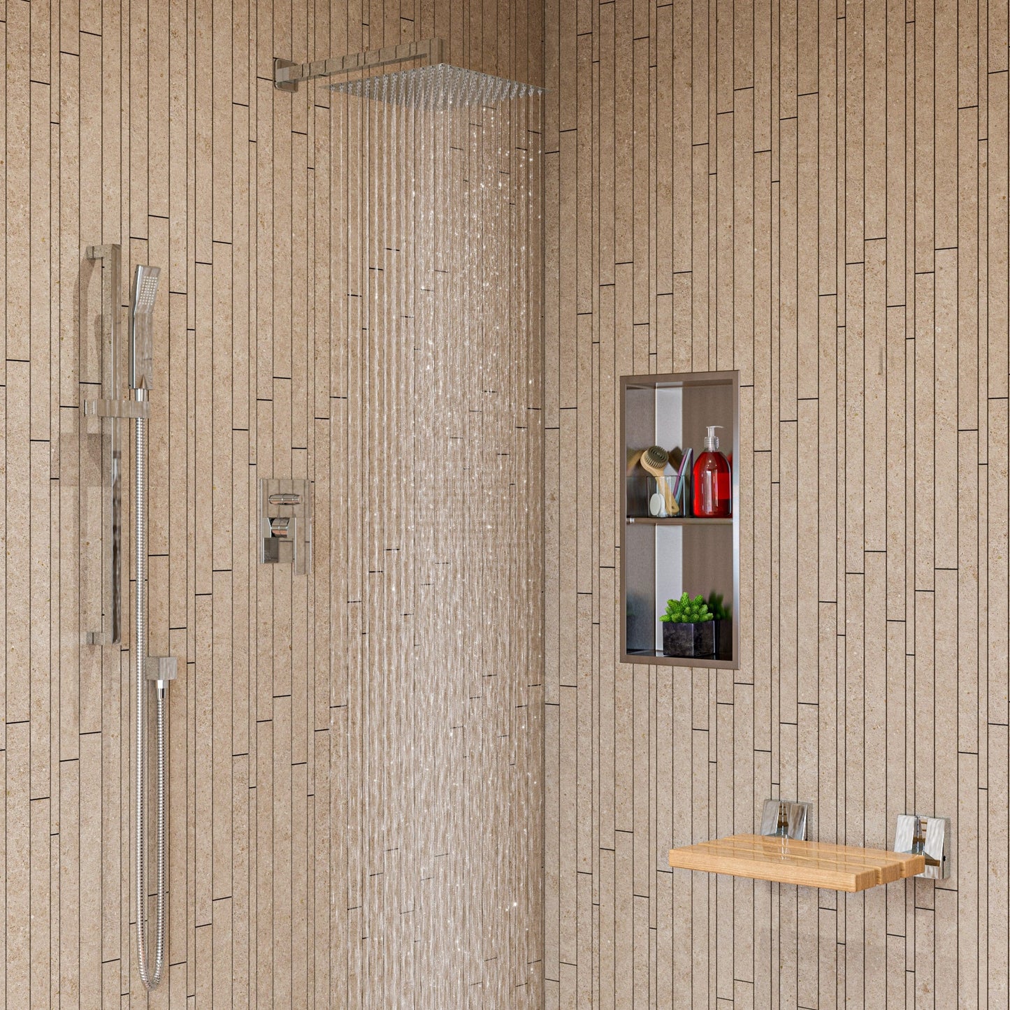 ALFI brand AB7606 Square Sliding Rail Hand Shower Set