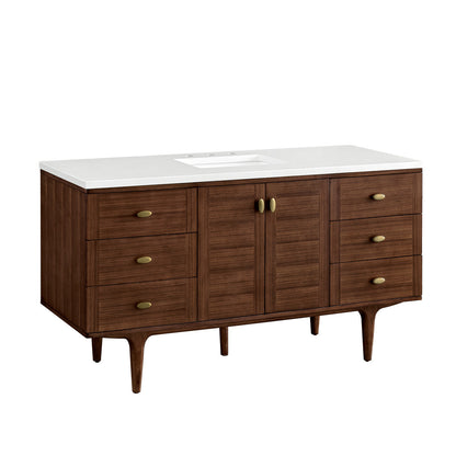 Amberly 60" Single Vanity Cabinet, Mid-Century Walnut