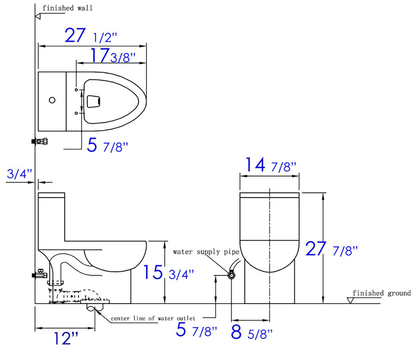 EAGO TB359 DUAL FLUSH ONE PIECE  HIGH EFFICIENCY LOW FLUSH CERAMIC TOILET