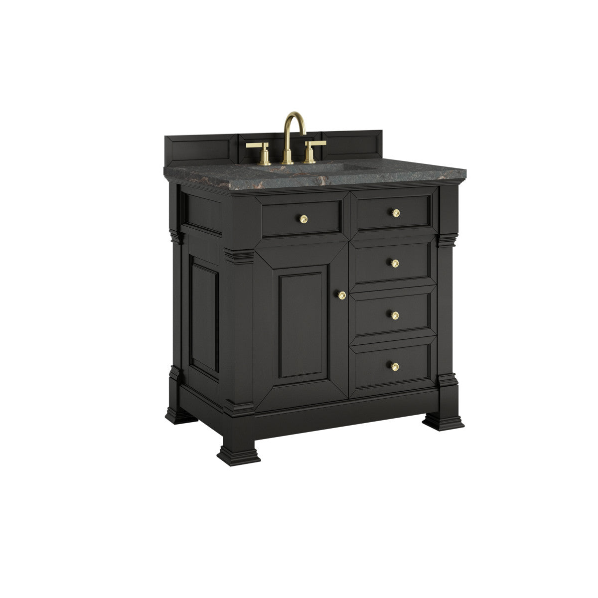 James Martin 547-V36 Brookfield 36” Single Vanity – Black Onyx / Honey Oak / Pearl Charcoal