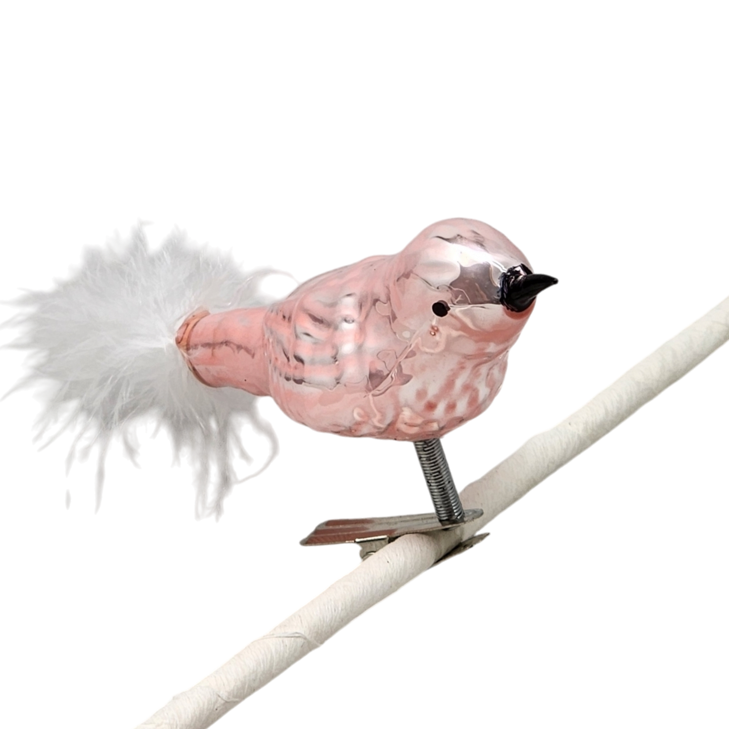 Glass and Enamel Clip on Bird Ornament Set - Pink and Red