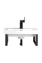 Two Boston 15.25" Wall Brackets, Matte Black w/ 20" White Glossy Composite Stone Top