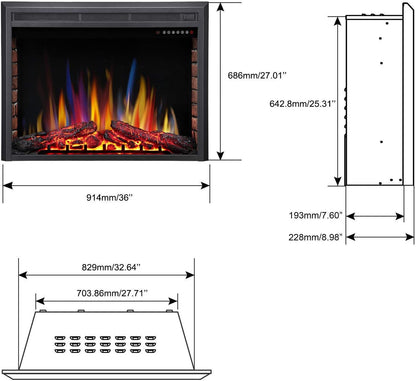 Electric Fireplace Insert Adjuatble Flame Colors 936A,939A,936BXB,939BXB