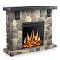 48 Inch Electric Fireplace Stone Mantel Package Y4926