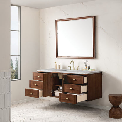 Amberly 60" Single Vanity Cabinet, Mid-Century Walnut